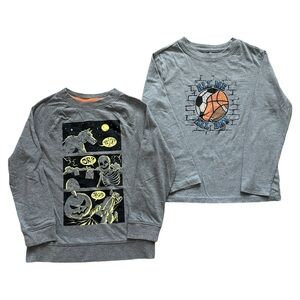 Bundle of 2 Cat & Jack Long Sleeve Tees (Grey, Size XS, 4/5)